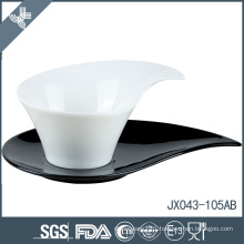 JX043-105AB 200CC Porcelain Cup and Saucer ,White and Black Color cup and saucer